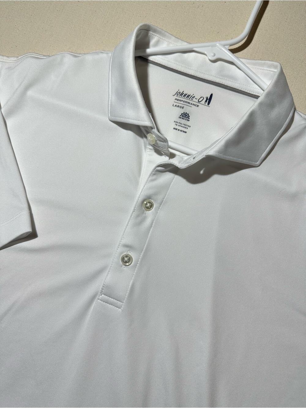 Johnnie-O White Men's Golf Polo Shirt with Button Placket